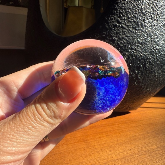 Robert held paperweight blue with multicoloured jewels, gorgeous - Picture 9 of 14